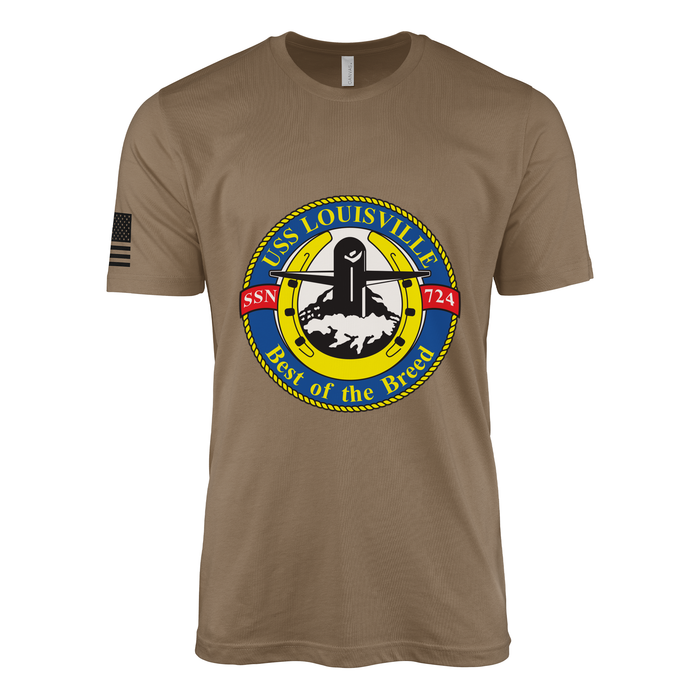 USS Louisville (SSN-724) Submarine T-Shirt Tactically Acquired Woodland Brown M