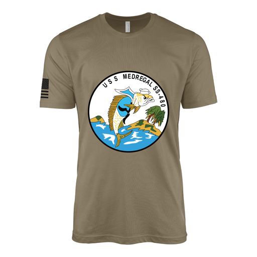 USS Medregal (SS-480) Submarine T-Shirt Tactically Acquired Coyote Brown S
