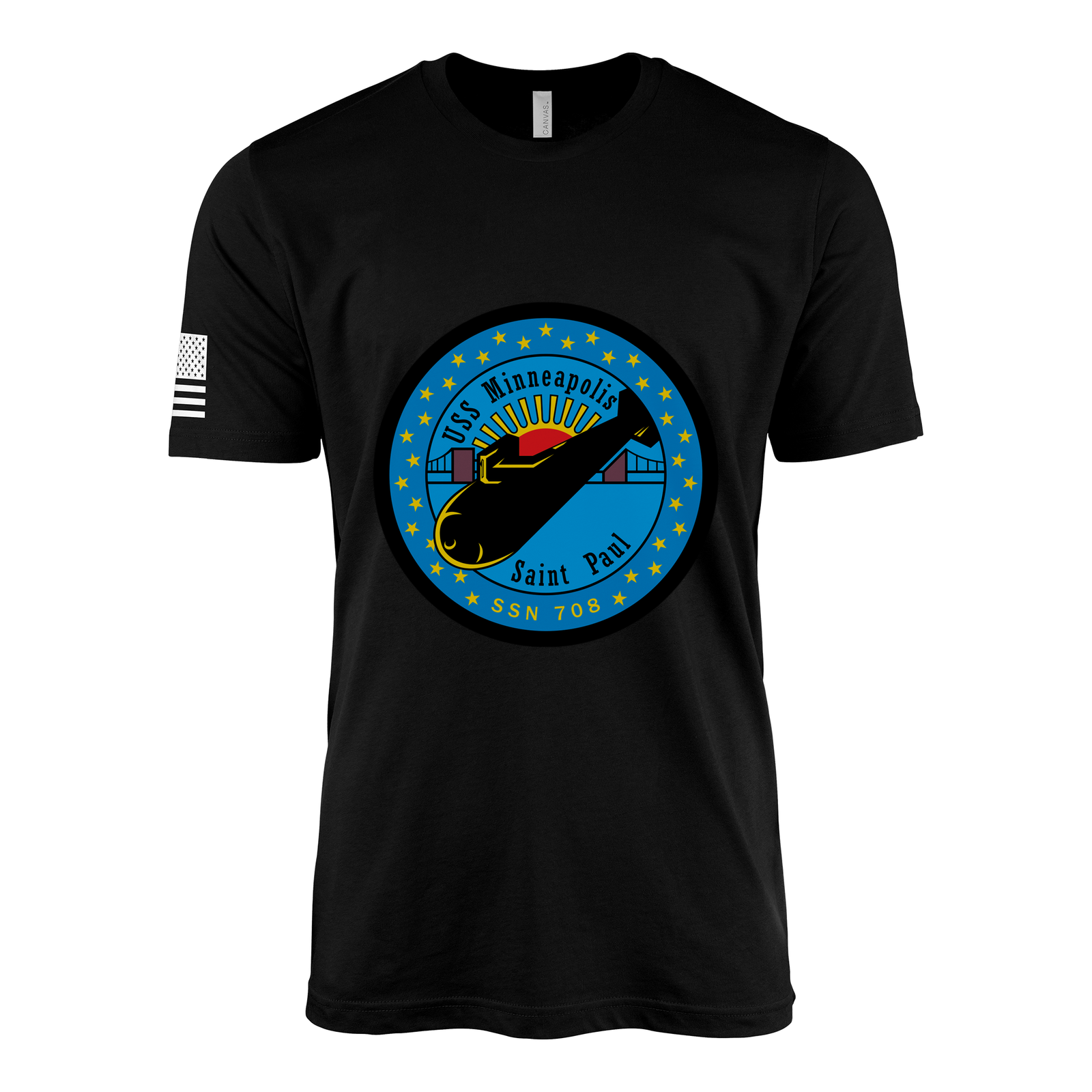 USS Minneapolis (SSN-708) Submarine T-Shirt Tactically Acquired Black L