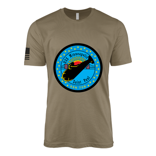USS Minneapolis (SSN-708) Submarine T-Shirt Tactically Acquired Coyote Brown S
