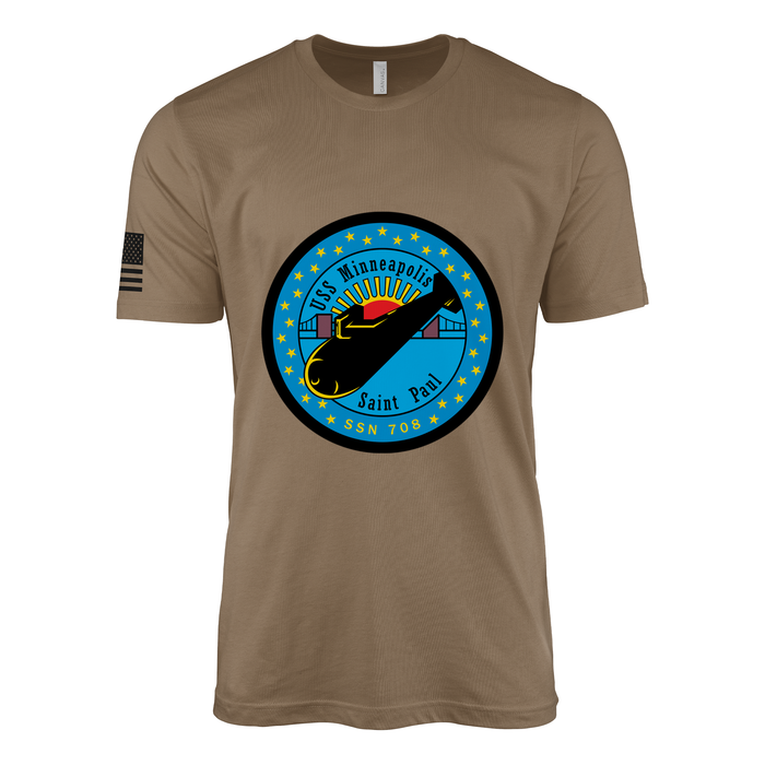 USS Minneapolis (SSN-708) Submarine T-Shirt Tactically Acquired Woodland Brown M
