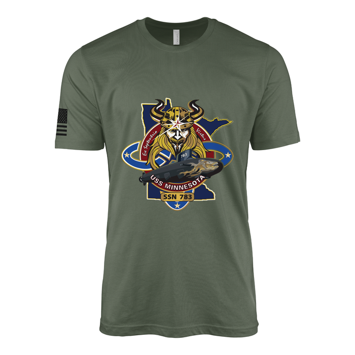 USS Minnesota (SSN-783) Submarine T-Shirt Tactically Acquired Military Green XL
