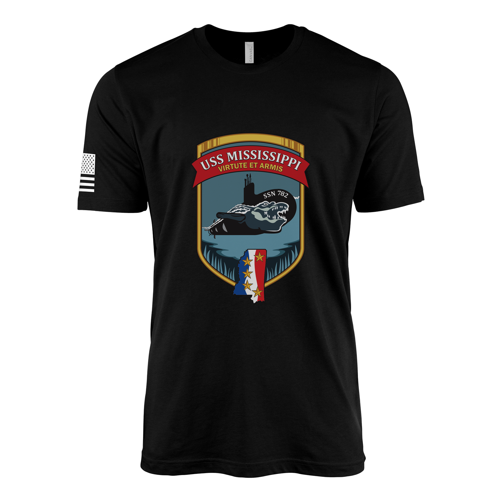 USS Mississippi (SSN-782) Submarine T-Shirt Tactically Acquired Black L