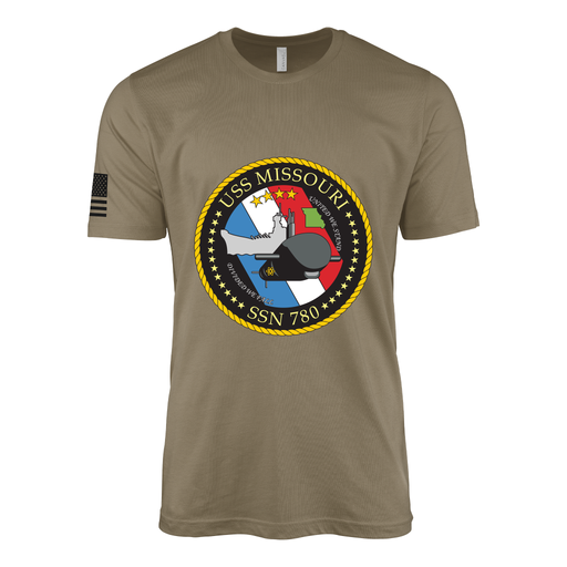 USS Missouri (SSN-780) Submarine T-Shirt Tactically Acquired Coyote Brown S