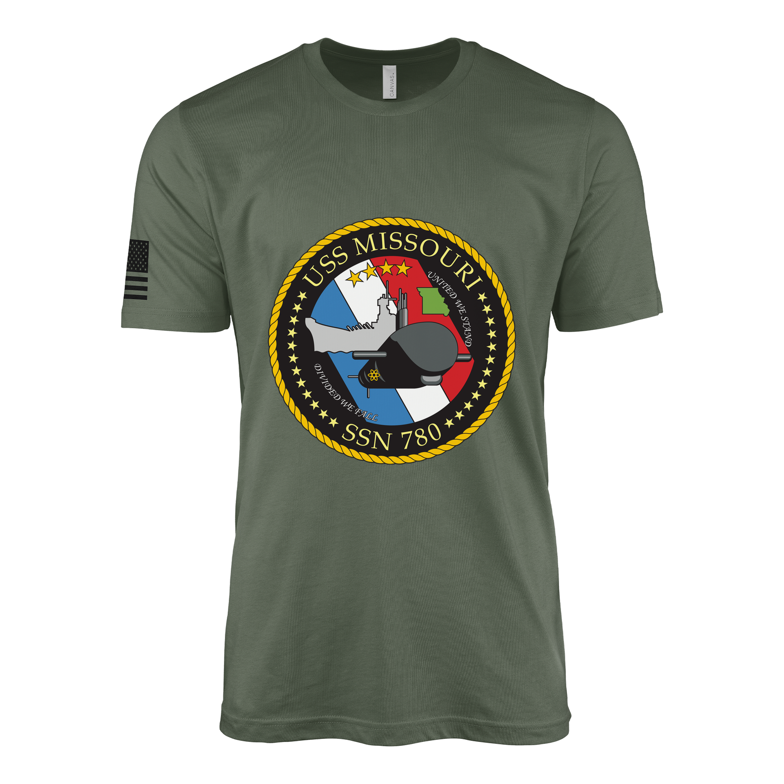 USS Missouri (SSN-780) Submarine T-Shirt Tactically Acquired Military Green XL