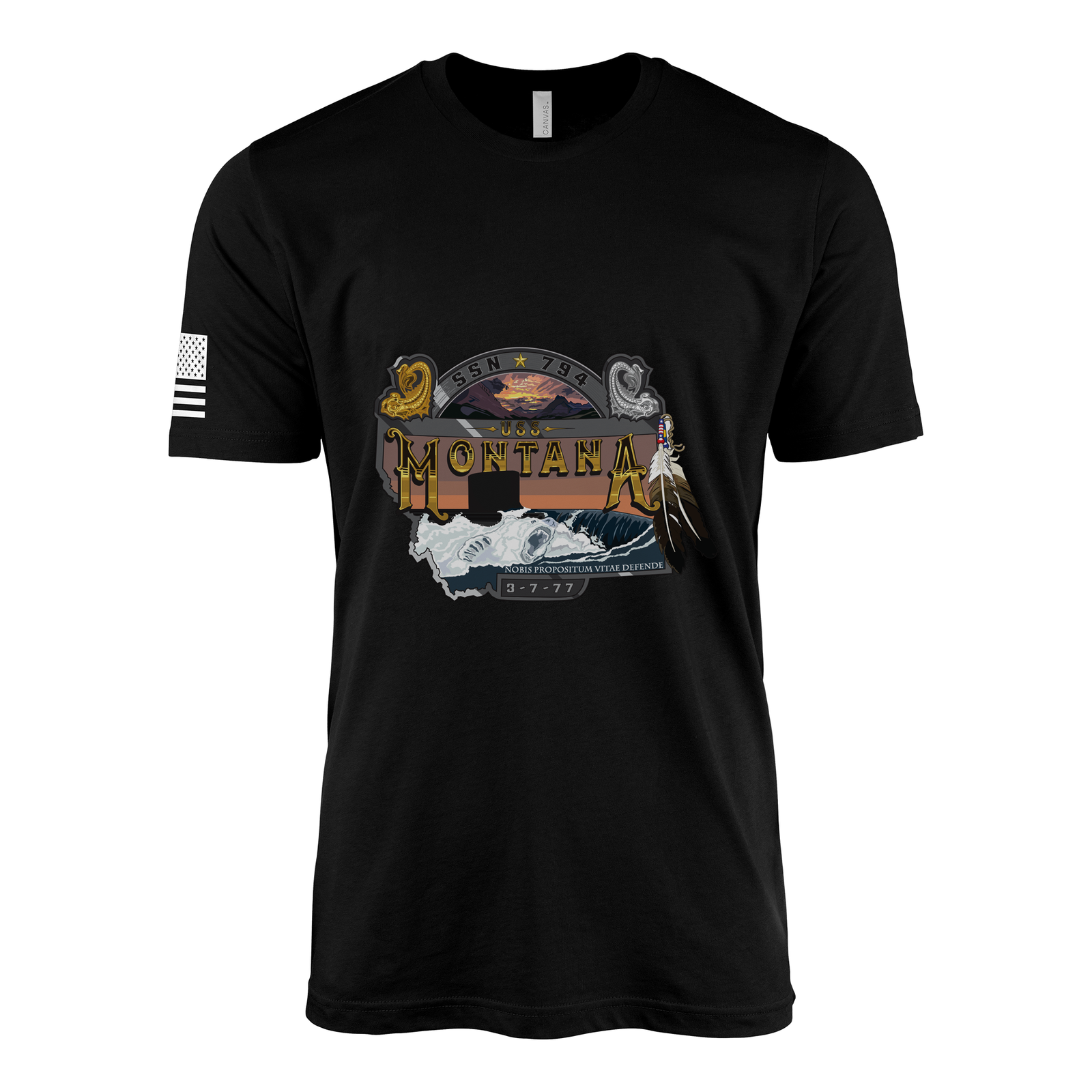 USS Montana (SSN-795) Submarine T-Shirt Tactically Acquired Black L