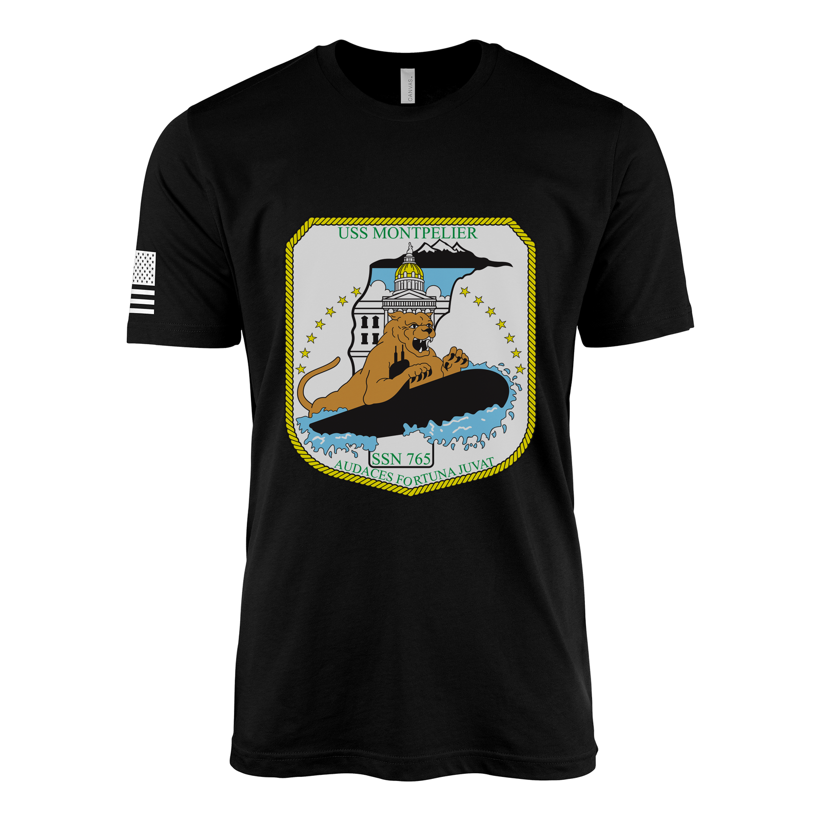 USS Montpelier (SSN-765) Submarine T-Shirt Tactically Acquired Black L