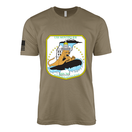 USS Montpelier (SSN-765) Submarine T-Shirt Tactically Acquired Coyote Brown S