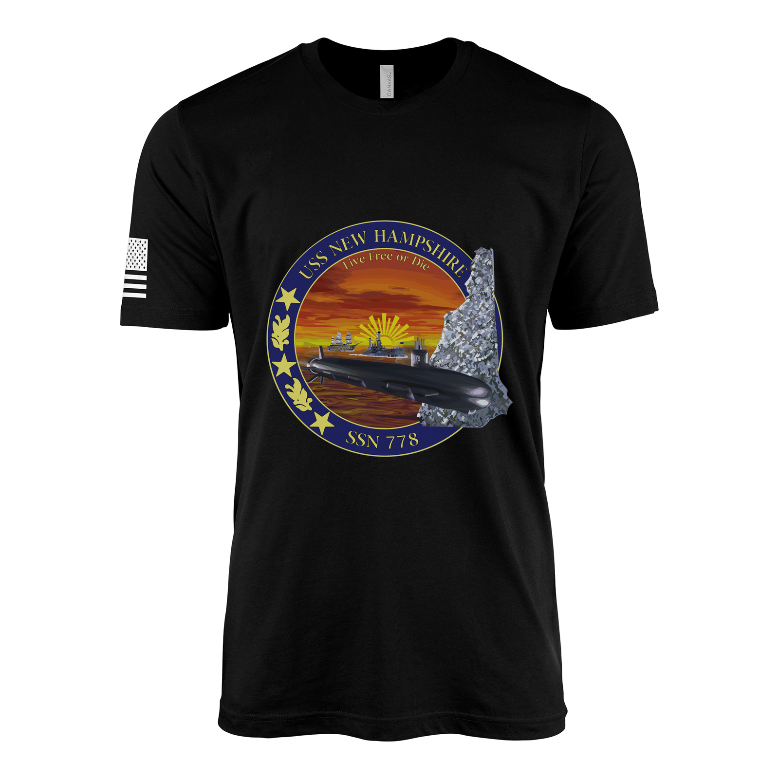 USS New Hampshire (SSN-778) Submarine T-Shirt Tactically Acquired Black L