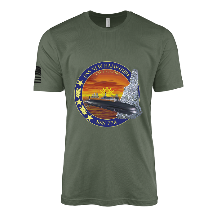 USS New Hampshire (SSN-778) Submarine T-Shirt Tactically Acquired Military Green XL