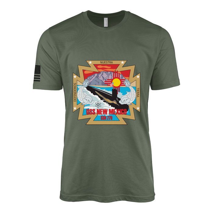 USS New Mexico (SSN-779) Submarine T-Shirt Tactically Acquired Military Green XL