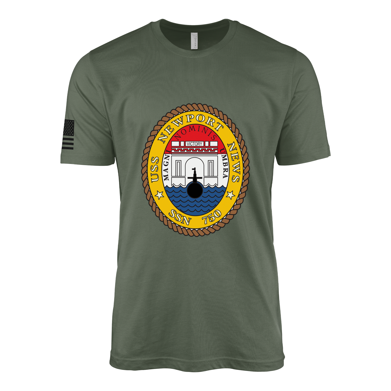 USS Newport News (SSN-750) Submarine T-Shirt Tactically Acquired Military Green XL