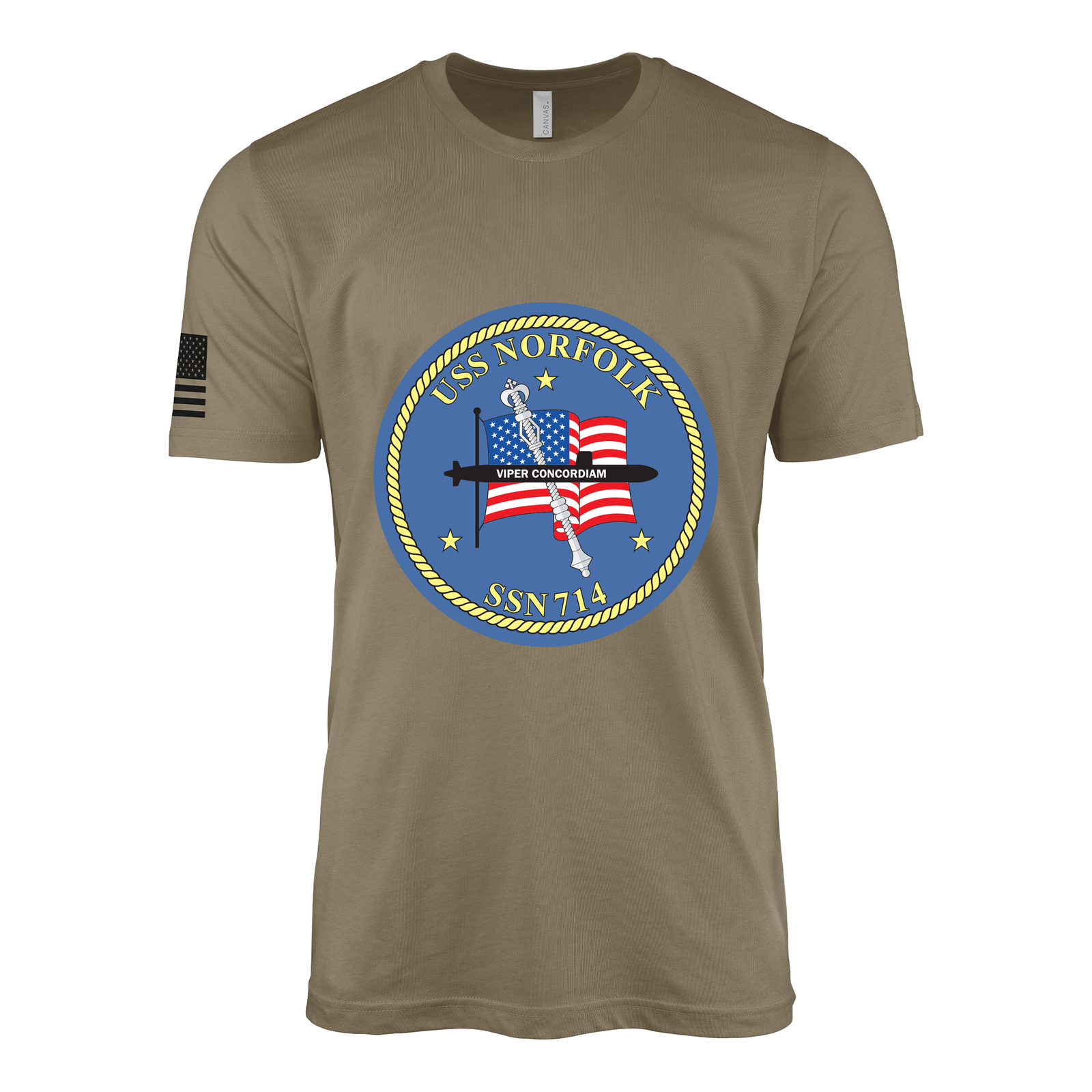 USS Norfolk (SSN-714) Submarine T-Shirt Tactically Acquired Coyote Brown S