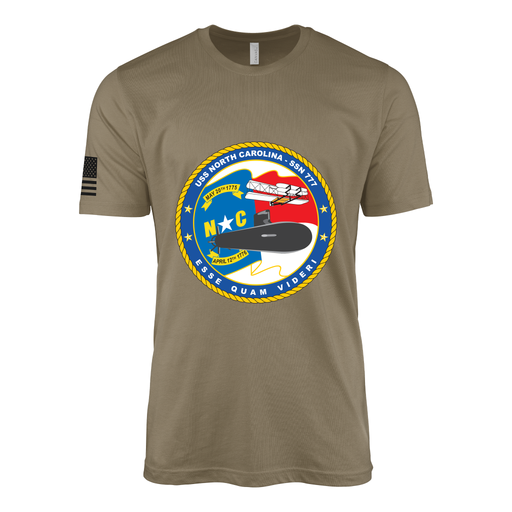USS North Carolina (SSN-777) Submarine T-Shirt Tactically Acquired Coyote Brown S