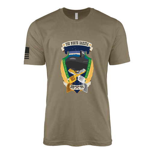 USS North Dakota (SSN-784) Submarine T-Shirt Tactically Acquired Coyote Brown S