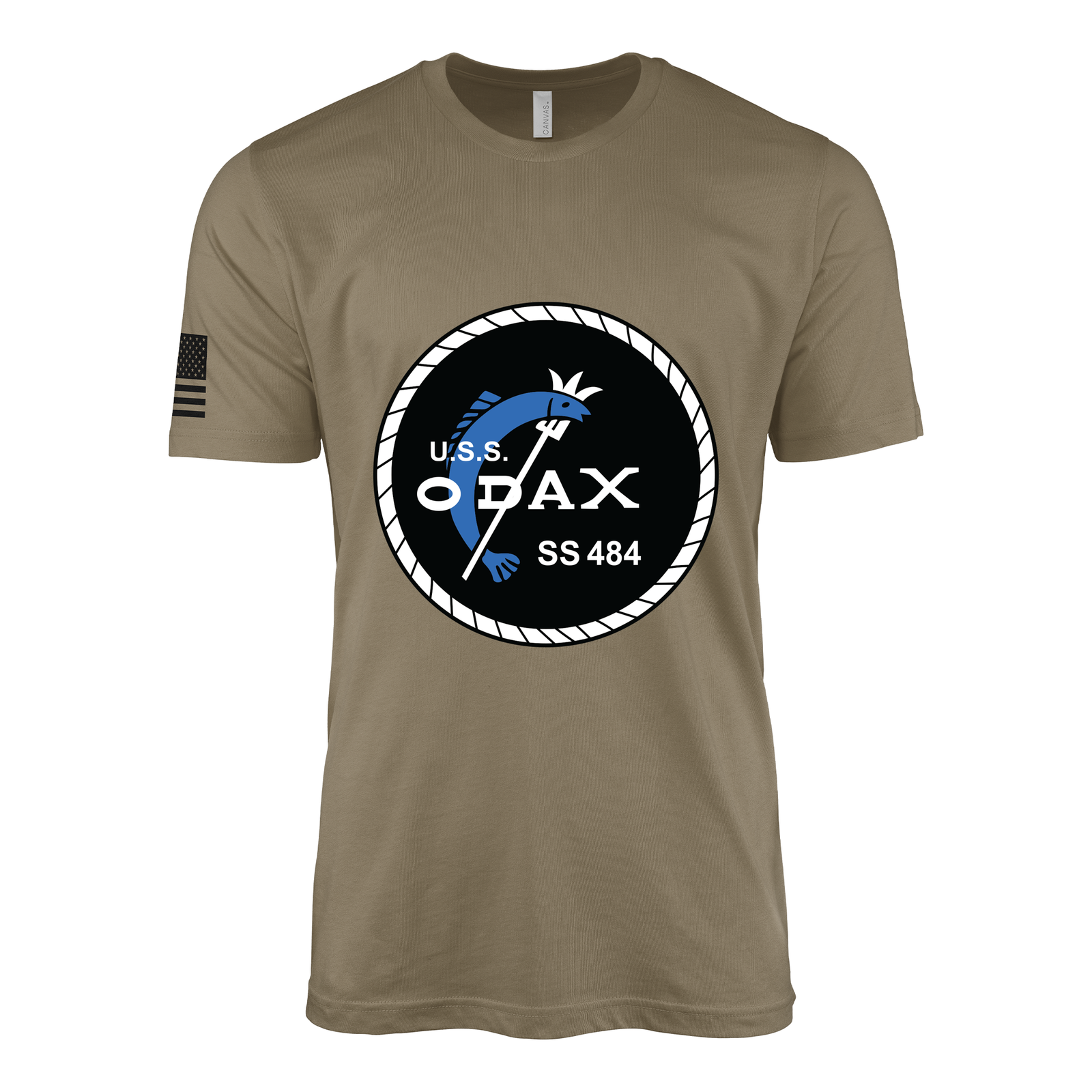 USS Odax (SS-484) Submarine T-Shirt Tactically Acquired Coyote Brown S