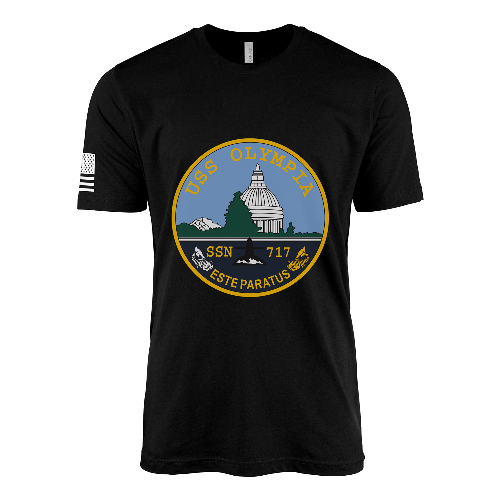 USS Olympia (SSN-717) Submarine T-Shirt Tactically Acquired Black L