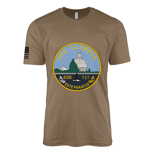 USS Olympia (SSN-717) Submarine T-Shirt Tactically Acquired Woodland Brown M