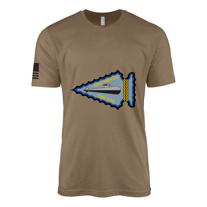 USS Omaha (SSN-692) Submarine T-Shirt Tactically Acquired Woodland Brown M
