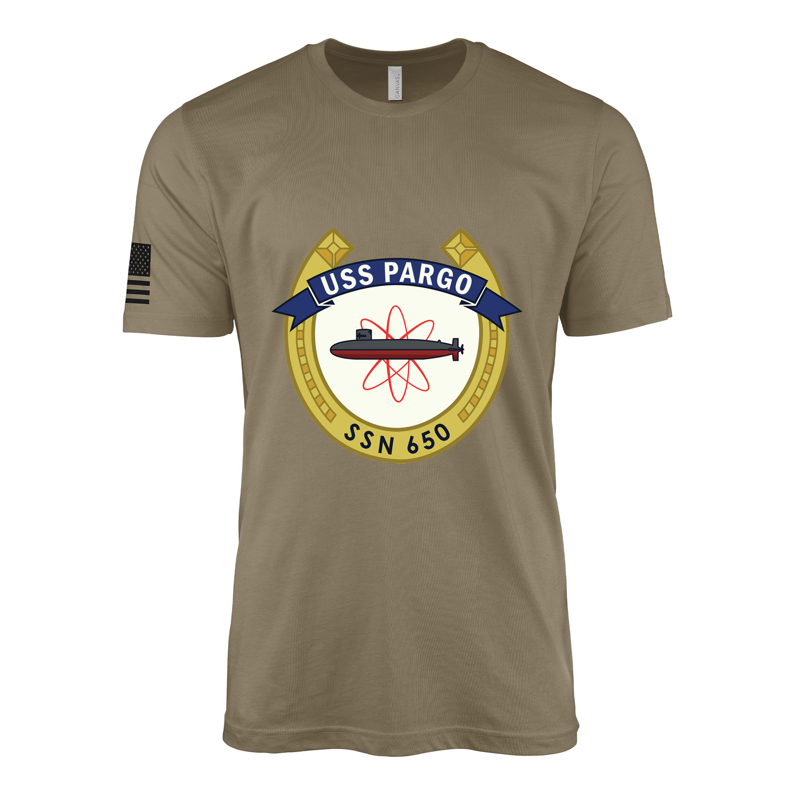 USS Pargo (SSN-650) Submarine T-Shirt Tactically Acquired Coyote Brown S