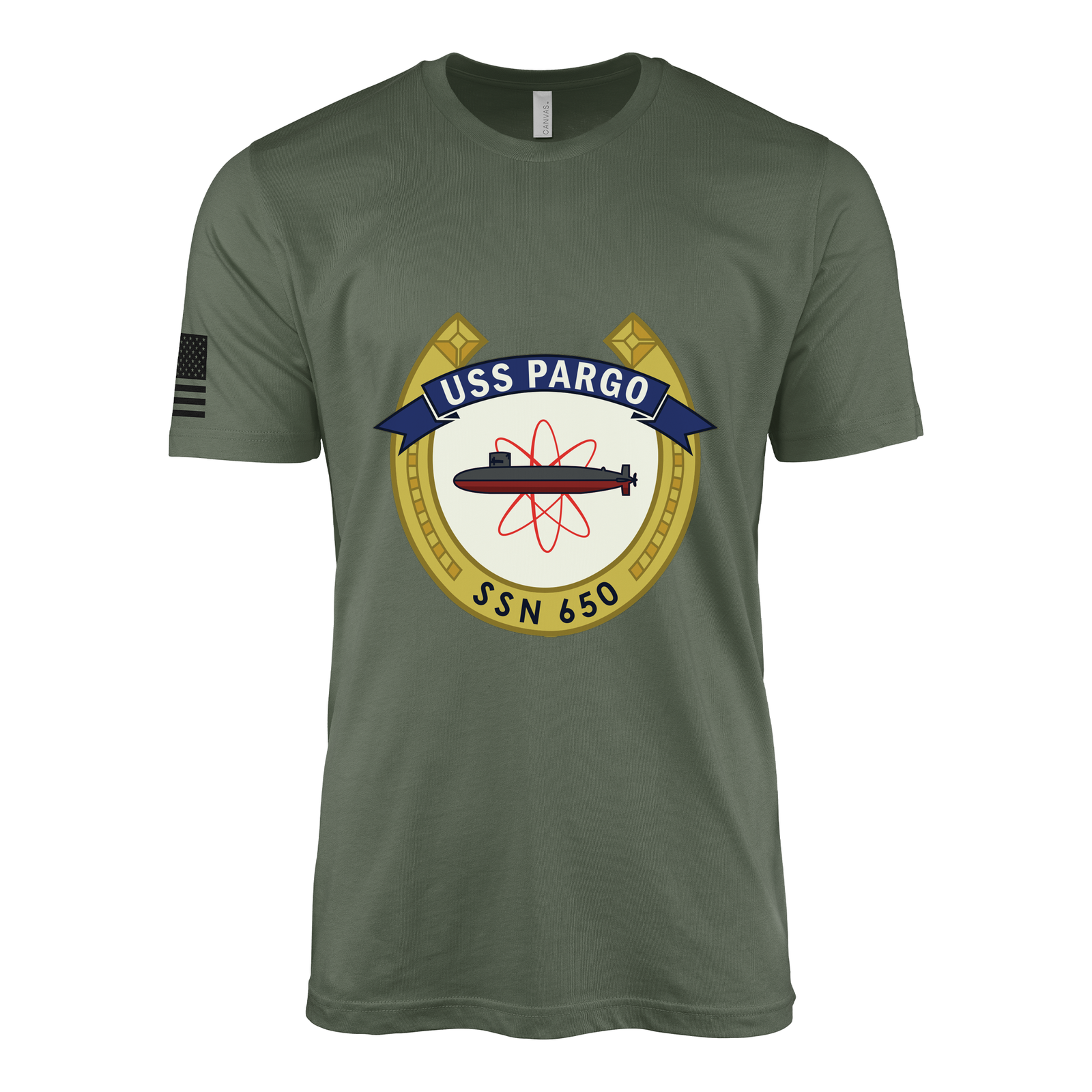 USS Pargo (SSN-650) Submarine T-Shirt Tactically Acquired Military Green XL