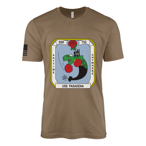 USS Pasadena (SSN-752) Submarine T-Shirt Tactically Acquired Woodland Brown M