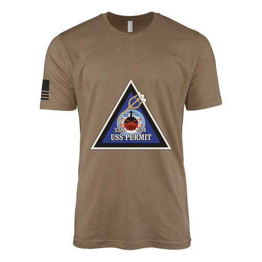 USS Permit (SSN-594) Submarine T-Shirt Tactically Acquired Woodland Brown M