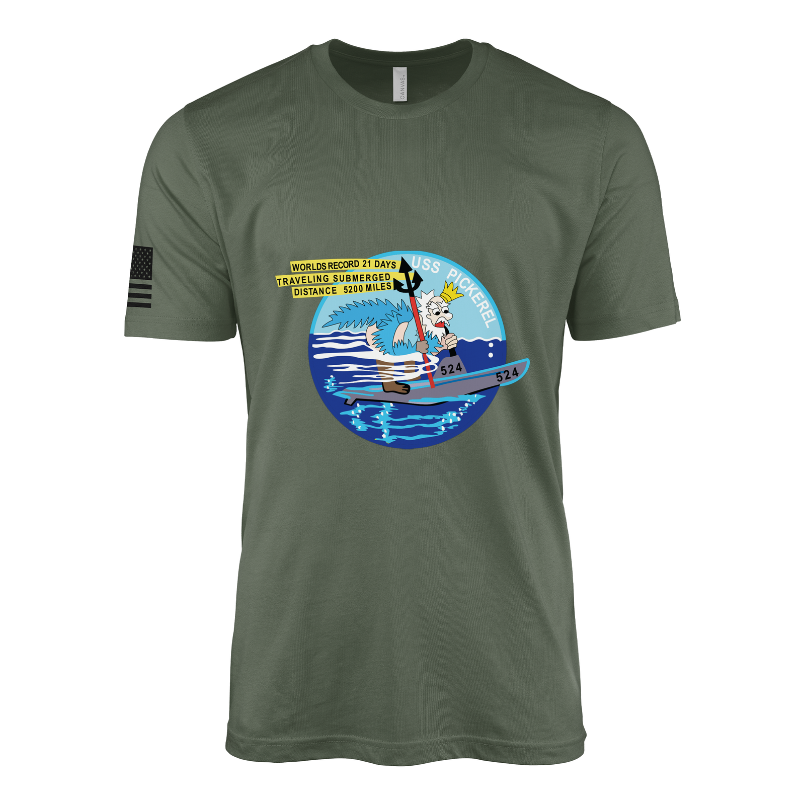 USS Pickerel (SS-524) Submarine T-Shirt Tactically Acquired Military Green L