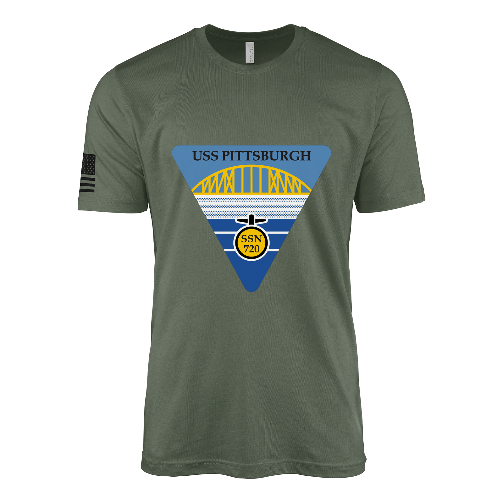 USS Pittsburgh (SSN-780) Submarine T-Shirt Tactically Acquired Military Green XL