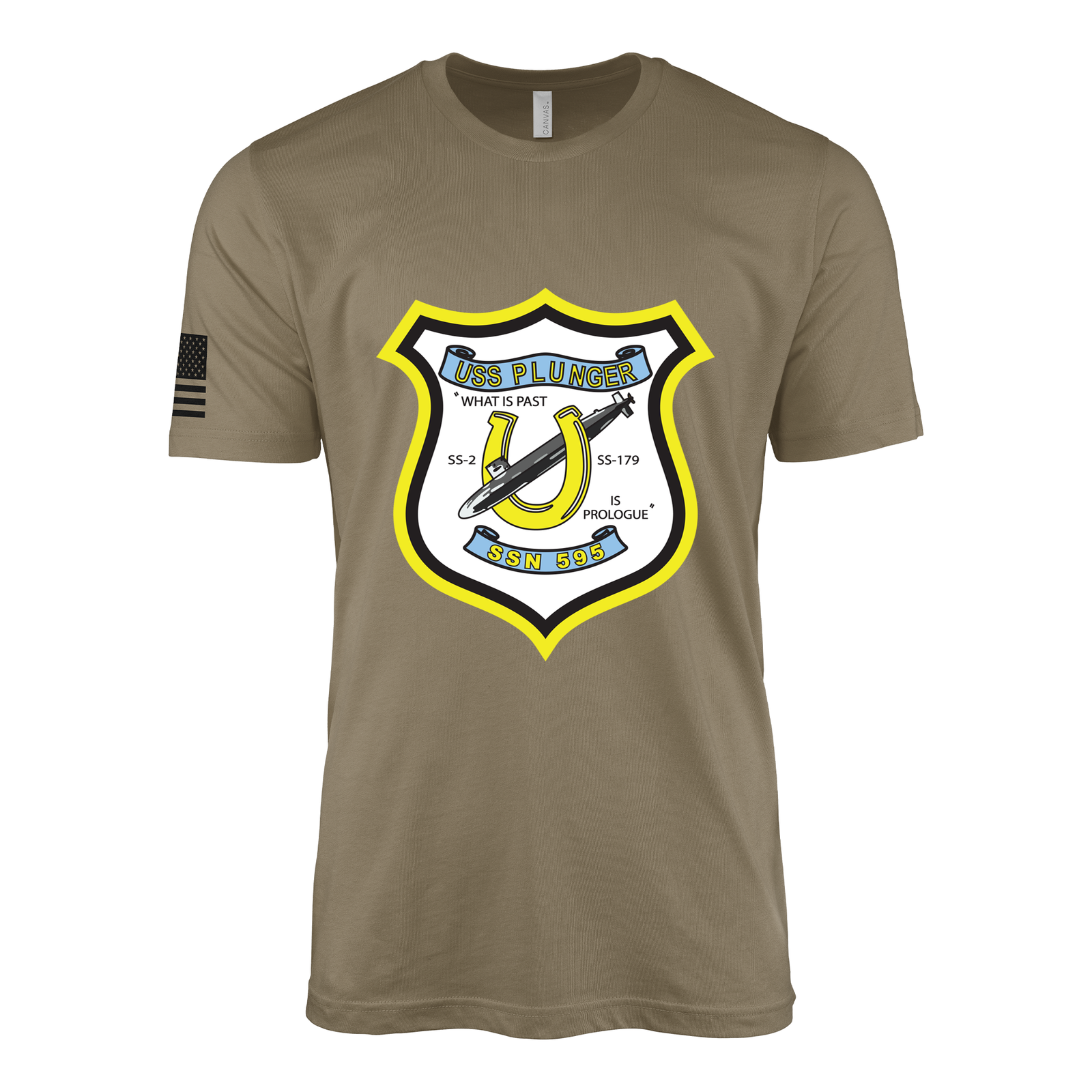 USS Plunger (SSN-595) Submarine T-Shirt Tactically Acquired Coyote Brown S