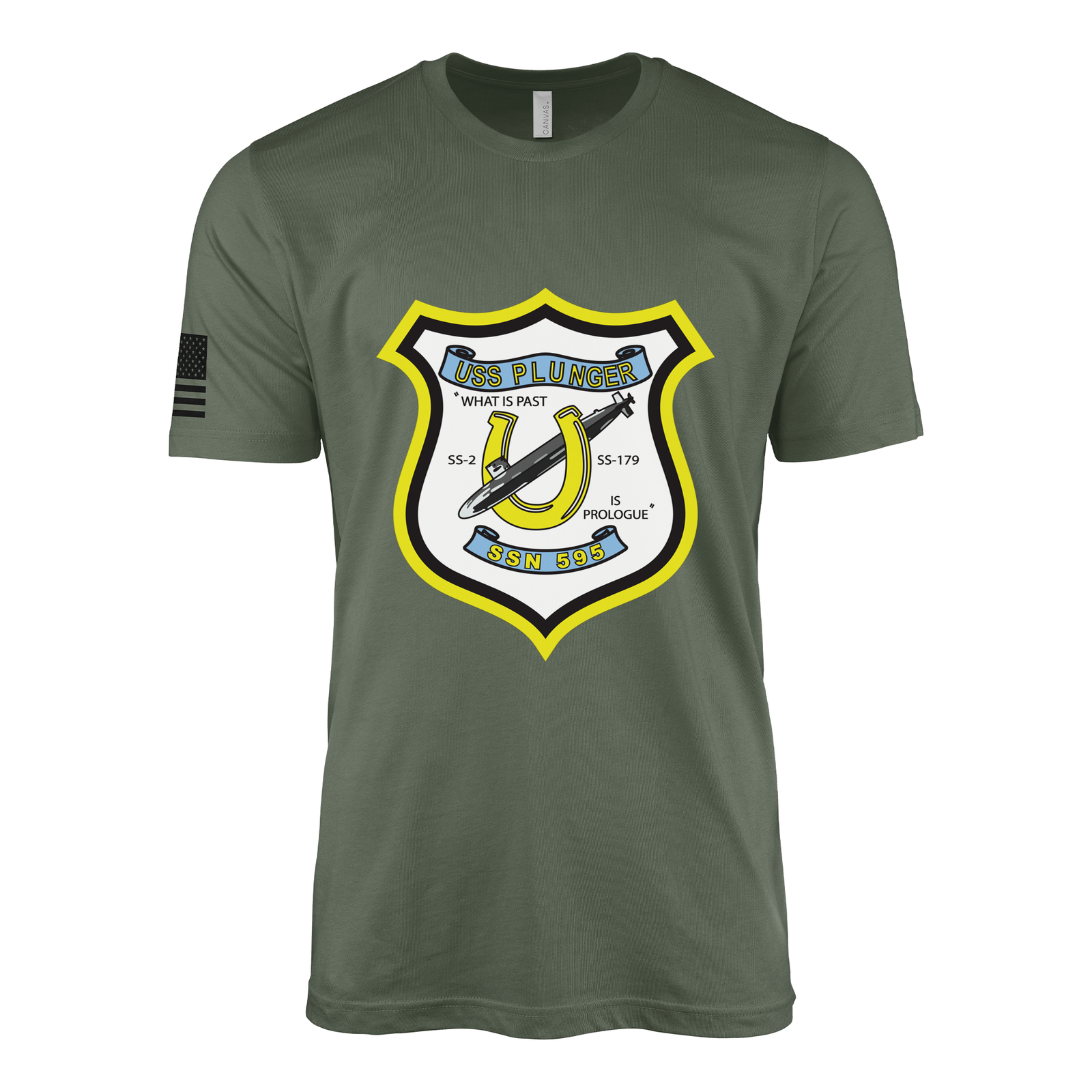 USS Plunger (SSN-595) Submarine T-Shirt Tactically Acquired Military Green XL