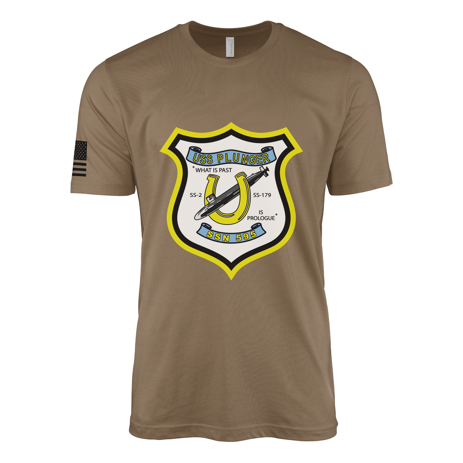 USS Plunger (SSN-595) Submarine T-Shirt Tactically Acquired Woodland Brown M