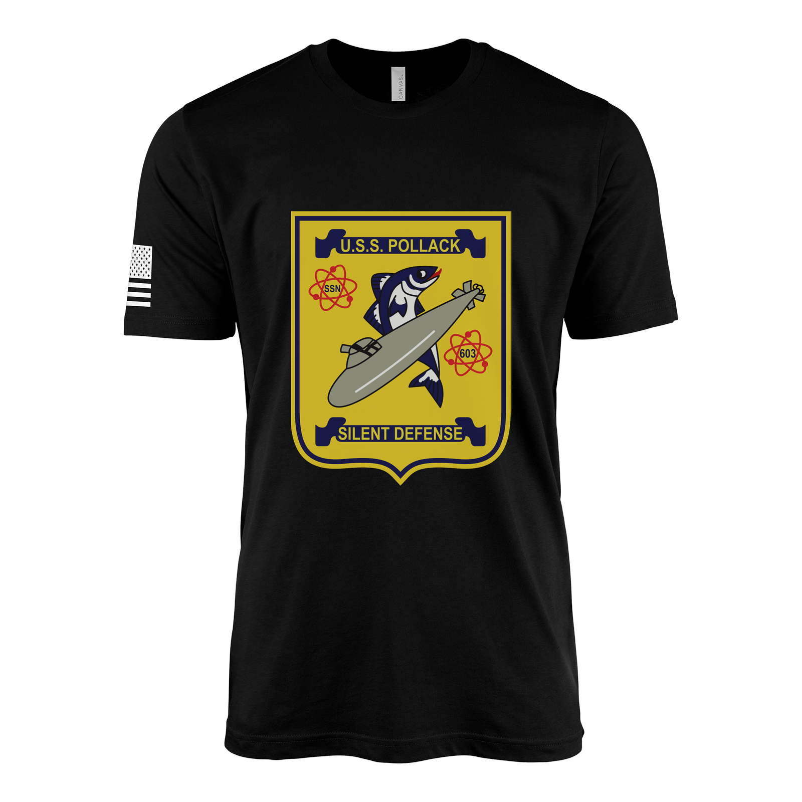 USS Pollack (SSN-603) Submarine T-Shirt Tactically Acquired Black L