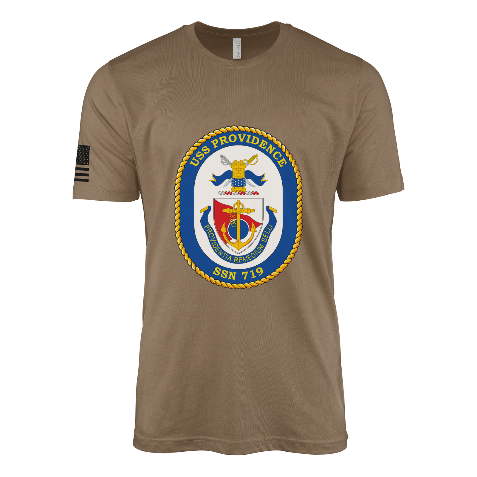 USS Providence (SSN-719) Submarine T-Shirt Tactically Acquired Woodland Brown M