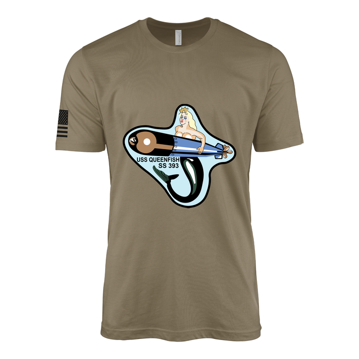 USS Queenfish (SS-393) Submarine T-Shirt Tactically Acquired Coyote Brown S