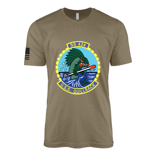 USS Quillback (SS-424) Submarine T-Shirt Tactically Acquired Coyote Brown S