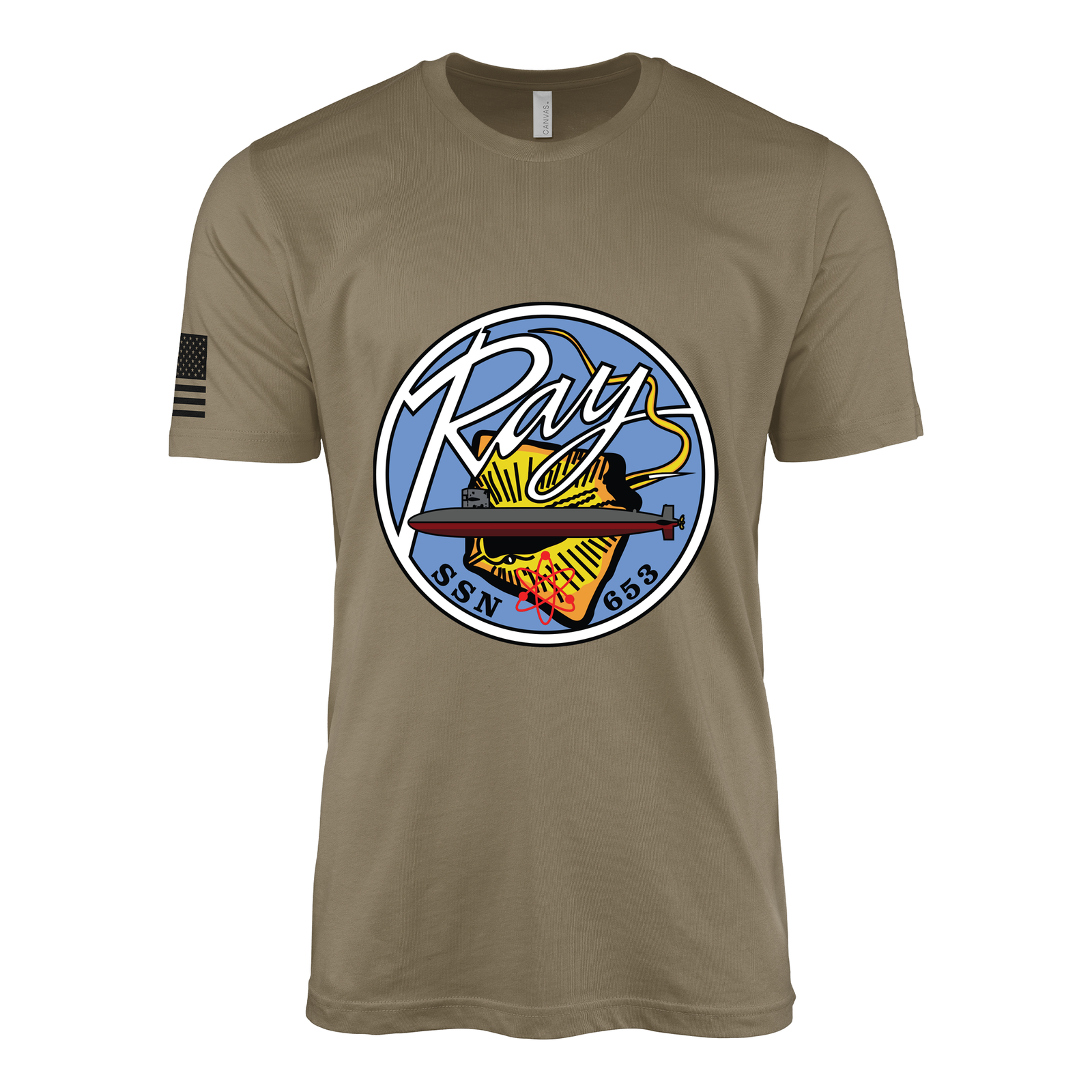 USS Ray (SSN-653) Submarine T-Shirt Tactically Acquired Coyote Brown S