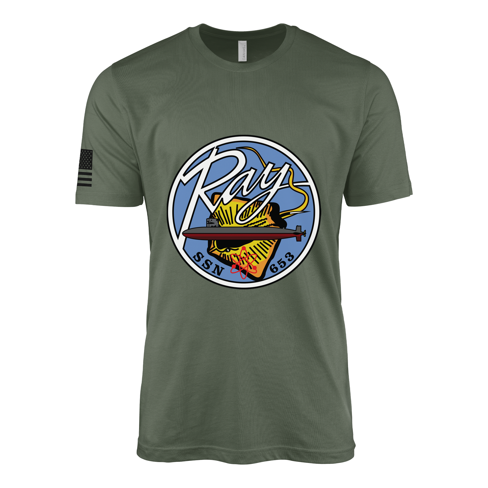 USS Ray (SSN-653) Submarine T-Shirt Tactically Acquired Military Green XL