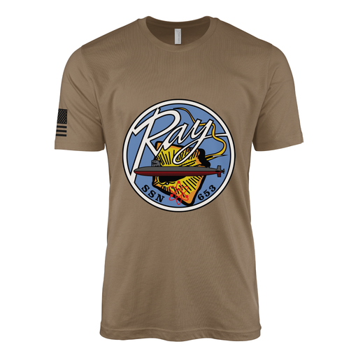 USS Ray (SSN-653) Submarine T-Shirt Tactically Acquired Woodland Brown M