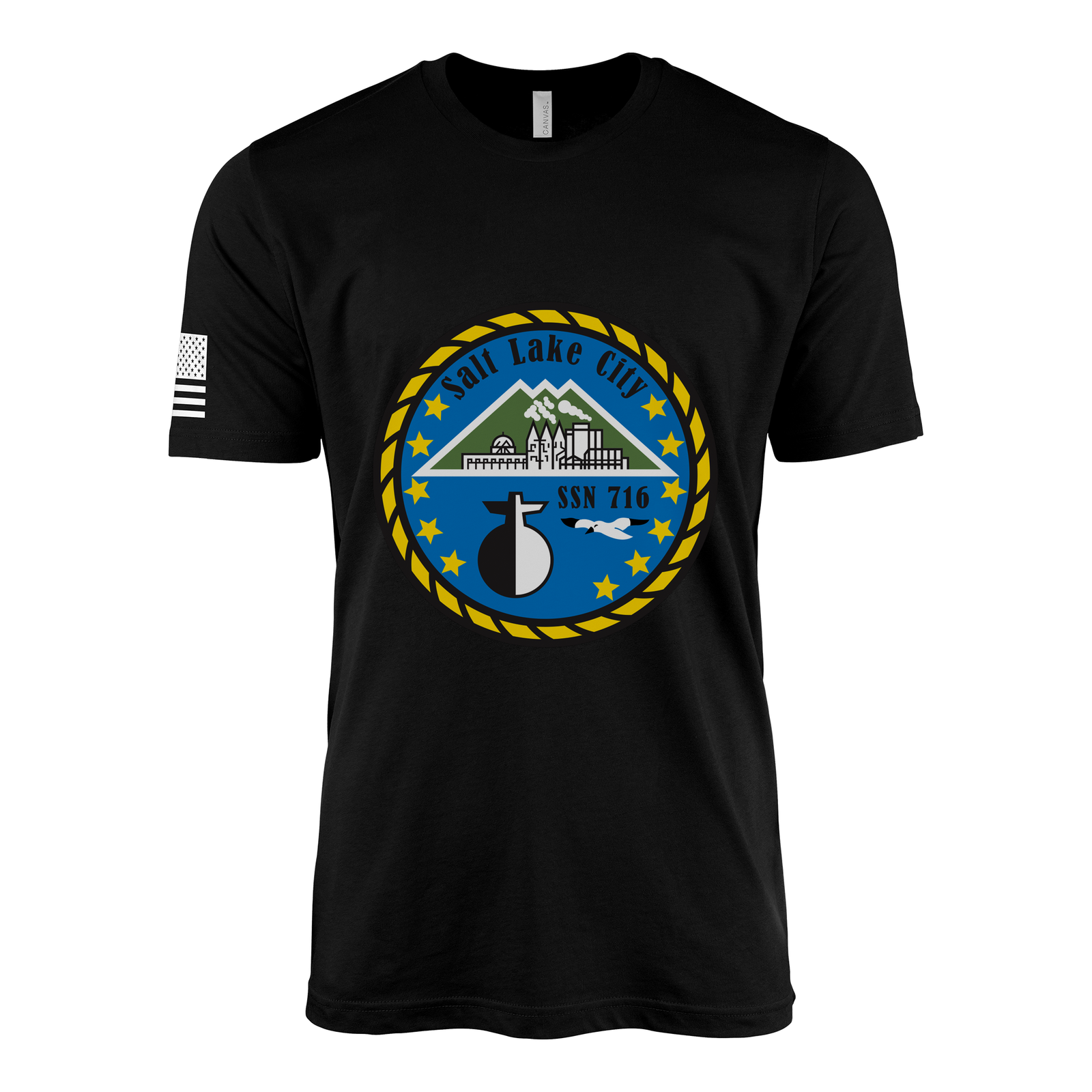 USS Salt Lake City (SSN-716) Submarine T-Shirt Tactically Acquired Black L