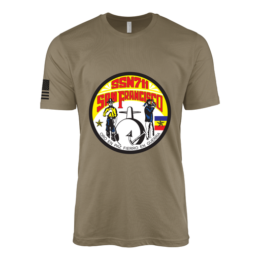 USS San Francisco (SSN-711) Submarine T-Shirt Tactically Acquired Coyote Brown S