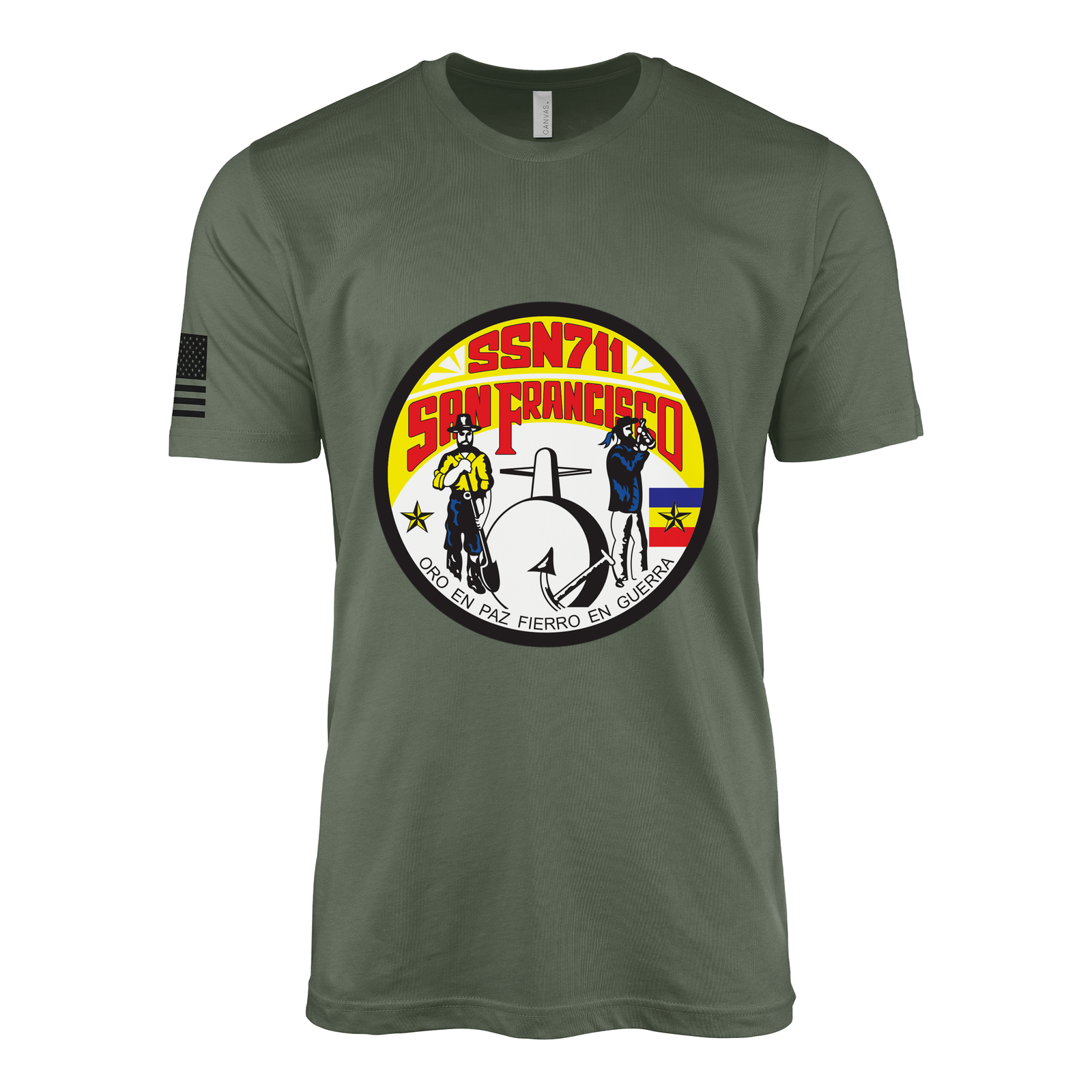 USS San Francisco (SSN-711) Submarine T-Shirt Tactically Acquired Military Green XL