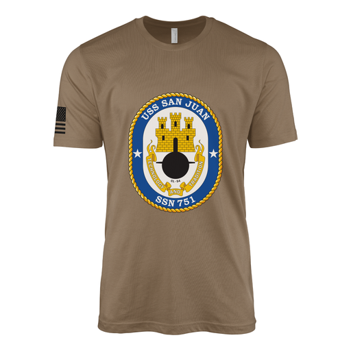 USS San Juan (SSN-751) Submarine T-Shirt Tactically Acquired Woodland Brown M