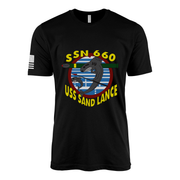 USS Sand Lance (SSN-660) Submarine T-Shirt Tactically Acquired Black L