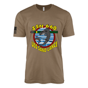 USS Sand Lance (SSN-660) Submarine T-Shirt Tactically Acquired Woodland Brown M