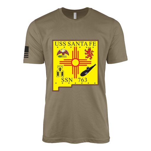 USS Santa Fe (SSN-763) Submarine T-Shirt Tactically Acquired Coyote Brown S
