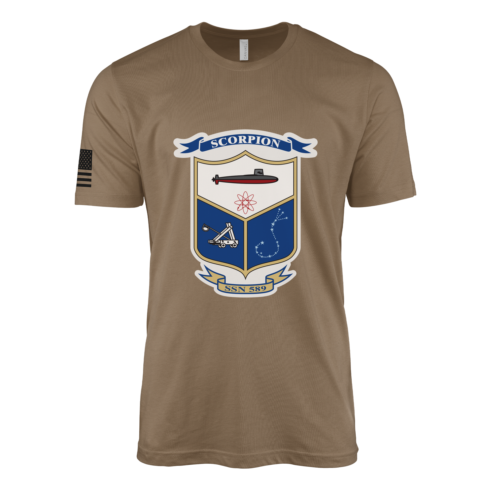 USS Scorpion (SSN-589) Submarine T-Shirt Tactically Acquired Woodland Brown M