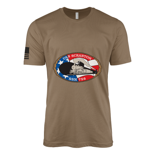 USS Scranton (SSN-756) Submarine T-Shirt Tactically Acquired Woodland Brown M