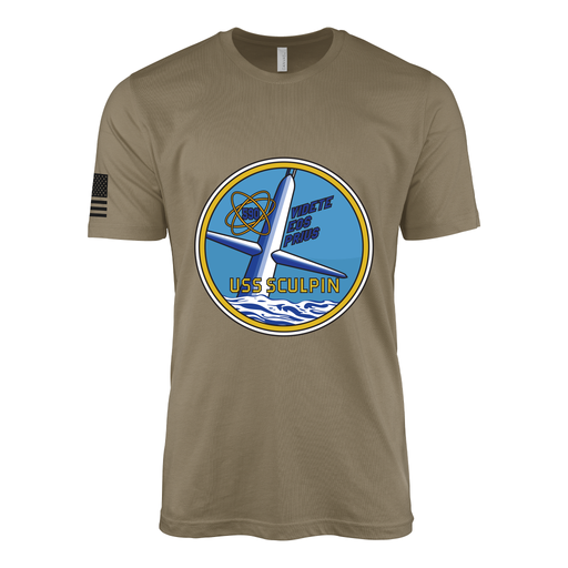 USS Sculpin (SSN-590) Submarine T-Shirt Tactically Acquired Coyote Brown S