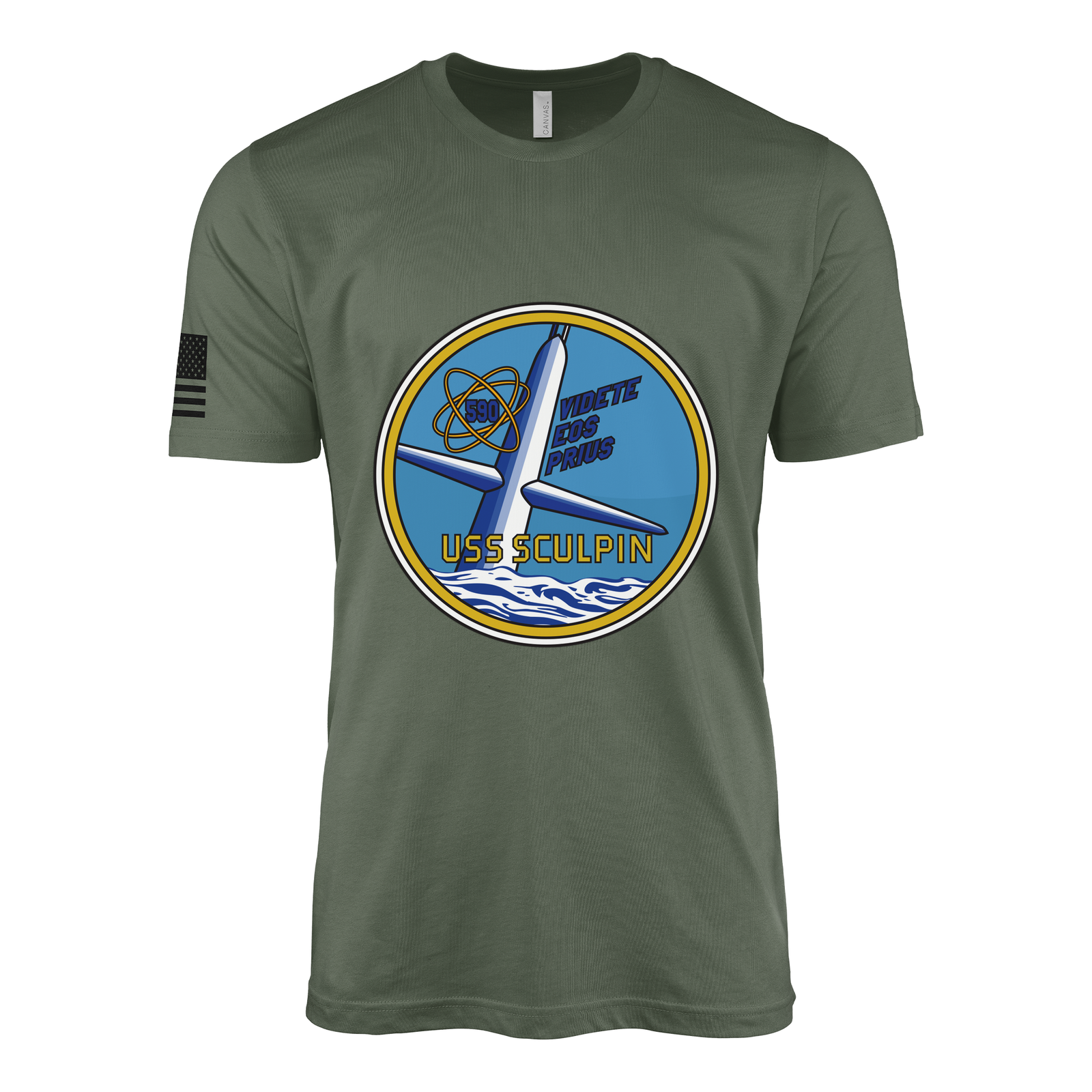 USS Sculpin (SSN-590) Submarine T-Shirt Tactically Acquired Military Green XL